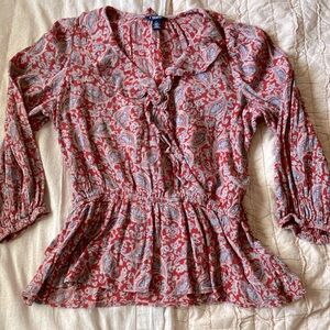 Chaps Crisscross Ruffle Top